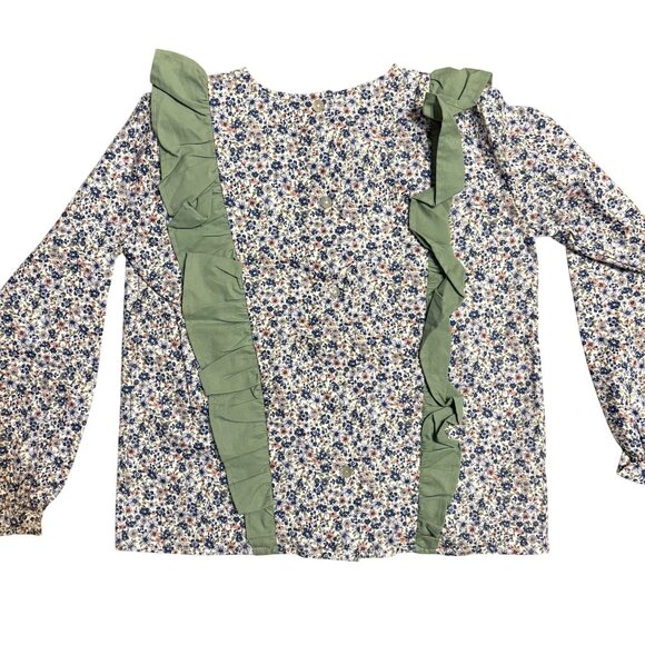 Beatrice & Bee Kensington Girls Blouse Size 6 NWT Floral Print Long Sleeve Green - Picture 2 of 3